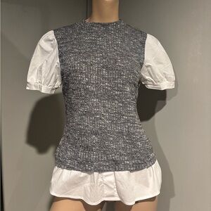 Wrapper Gray and White Textured Blouse